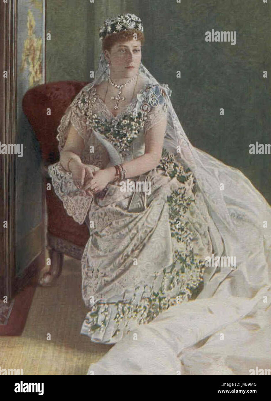 Dieses farbige Heft wird mit Prinzessin Beatrice, der jüngsten Tochter von Königin Victoria und Prinz Albert, in Verbindung gebracht. Das Design enthält ihren Namen und bietet einen Einblick in die historische und königliche Ästhetik der Zeit. Buchplatten wurden oft verwendet, um den Besitz von Büchern zu kennzeichnen, wobei die kunstvollen Designs den Status und Geschmack ihrer Besitzer widerspiegelten. Stockfoto