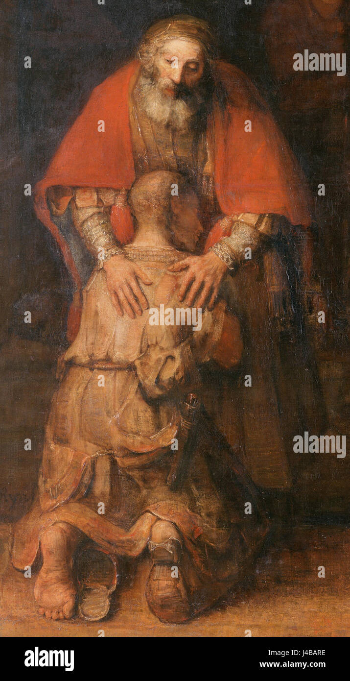 Rembrandt-Rijn. Van Rijn die Rückkehr des verlorenen Sohn Vater und Sohn Stockfoto