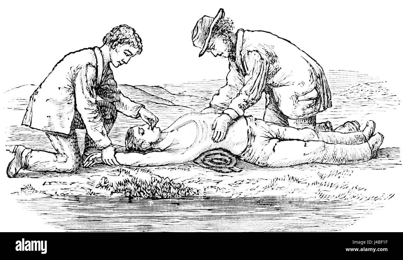 „PSM V15 D205“ ist ein artikel, in dem lebensrettende Techniken für die künstliche Beatmung beschrieben werden, wobei der Schwerpunkt auf Verfahren zur Wiederbelebung von Personen liegt, die an Atemversagen leiden. Der artikel dient als wichtige Ressource in der Geschichte der medizinischen Praxis und gibt Orientierungshilfen für frühe Reanimationsmethoden. Stockfoto