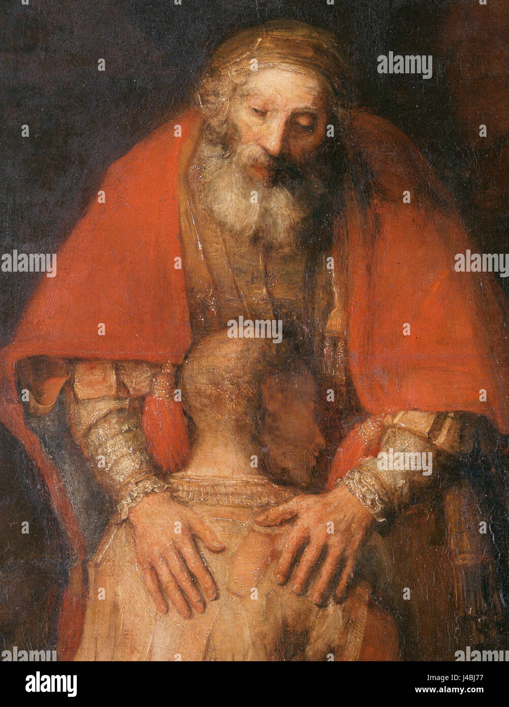 Rembrandt-Rijn. Van Rijn die Rückkehr des verlorenen Sohnes Detail Vater Sohn Stockfoto