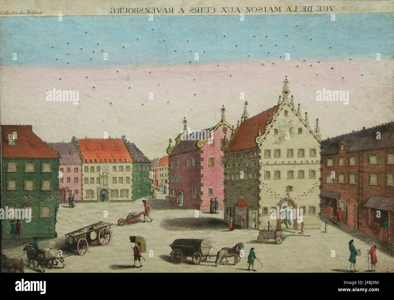 Guckkastenbild Lederhaus Ravensburg Stockfoto