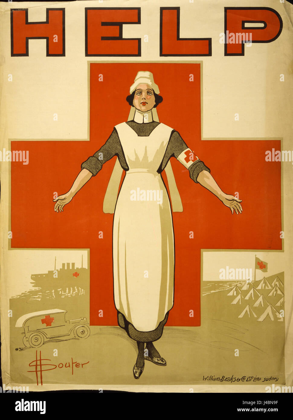 Die Rote Kreuz-Krankenschwester ist eine medizinische Fachkraft, die unter dem Emblem des Internationalen Roten Kreuzes, insbesondere in Zeiten von Krieg, Naturkatastrophen oder humanitären Krisen, die zu globalen Gesundheitsbemühungen beiträgt. Stockfoto