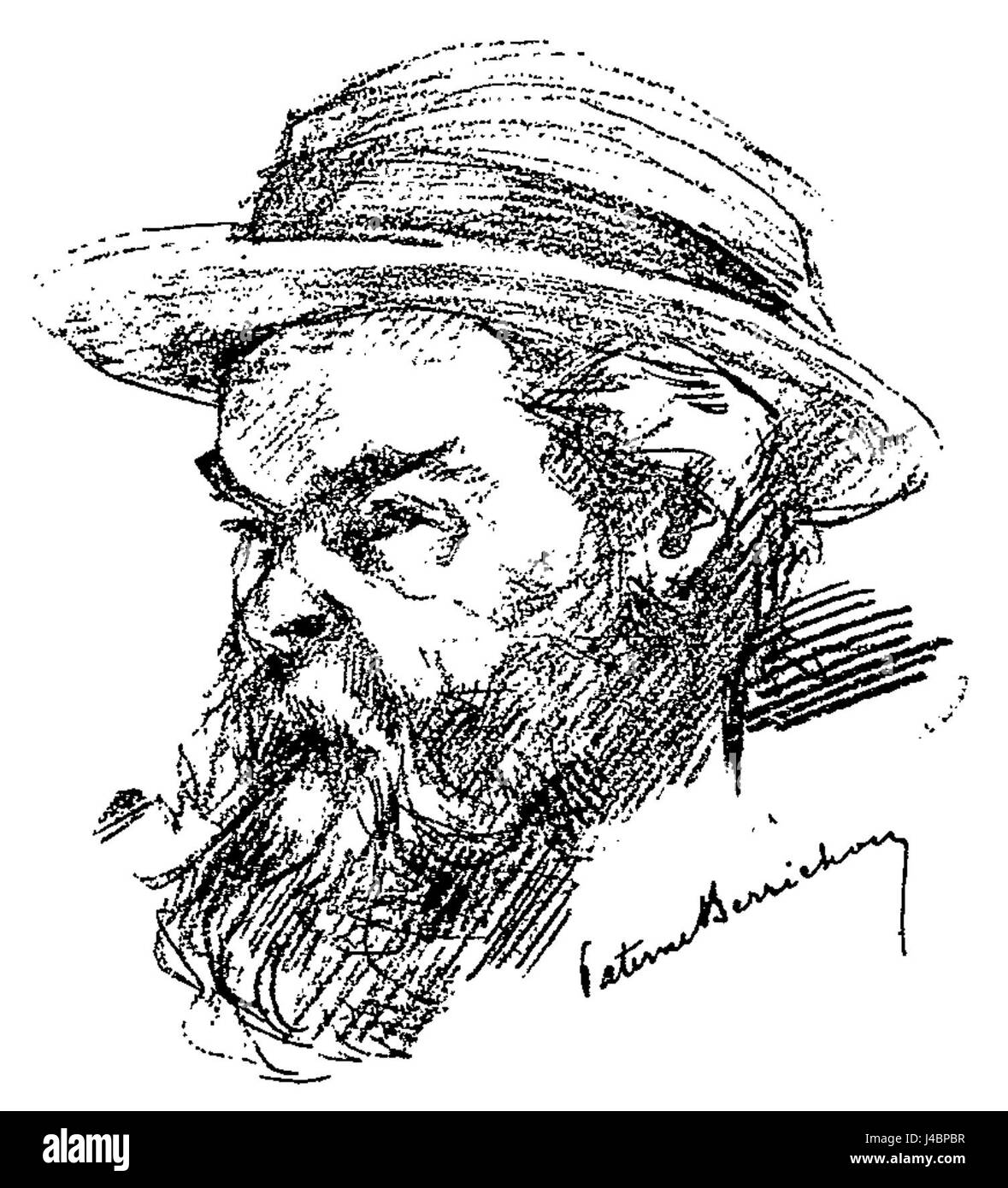 „Paul Verlaine par Paterne Berrichon“ ist ein Porträt des berühmten französischen Dichters Paul Verlaine, das vom Künstler Paterne Berrichon geschaffen wurde und das Wesen des Dichterbildes im 19. Jahrhundert erfasst. Stockfoto