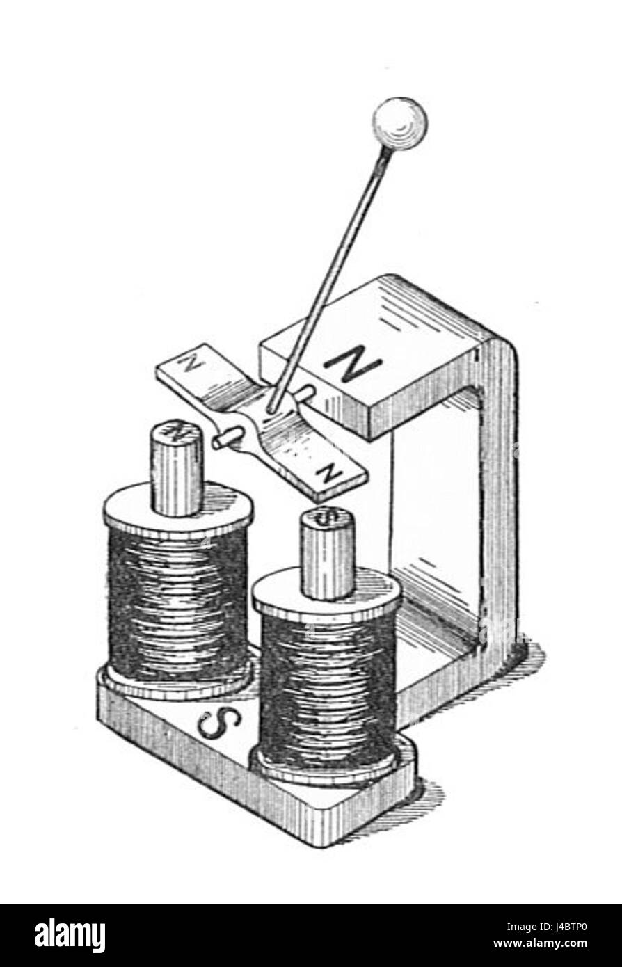 Die „polarisierte elektrische Glocke“, die in Rankin Kennedys *Electrical Installations, Vol V* (1903) diskutiert wird, bezieht sich auf eine Art von Glockensystem, das einen polarisierten elektromagnetischen Mechanismus zur Aktivierung verwendet. Es war eine Innovation in der frühen elektrischen Signalgebung, die besonders nützlich für Alarme und Kommunikation in elektrischen Installationen war. Stockfoto