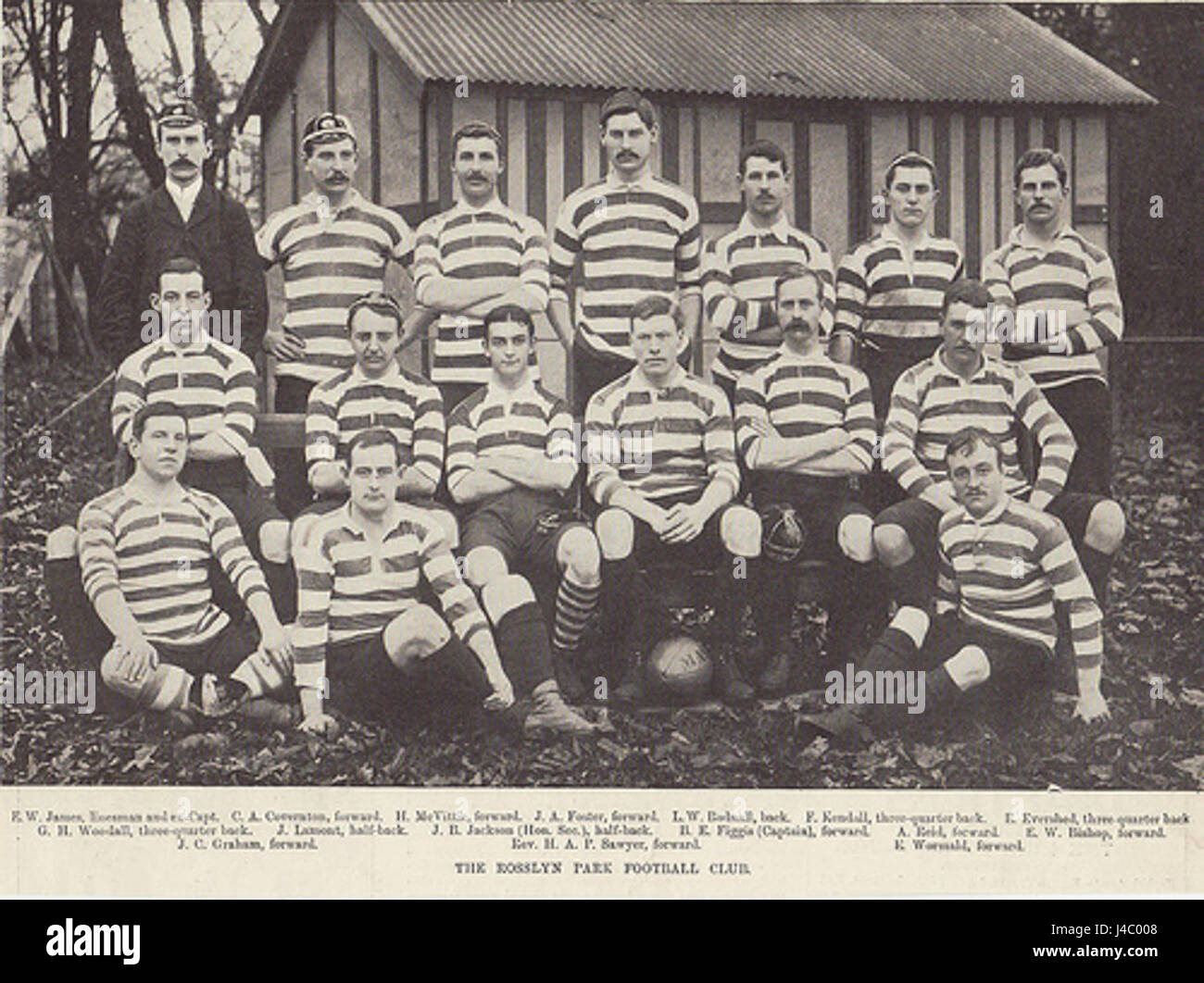 Der Rosslyn Park, 1892, bezieht sich auf eine historische Stätte oder einen Park, der wahrscheinlich als Ort für Erholung und Gemeindeversammlungen diente und eine Landschaftsgestaltung aus der viktorianischen Zeit zeigt. Stockfoto