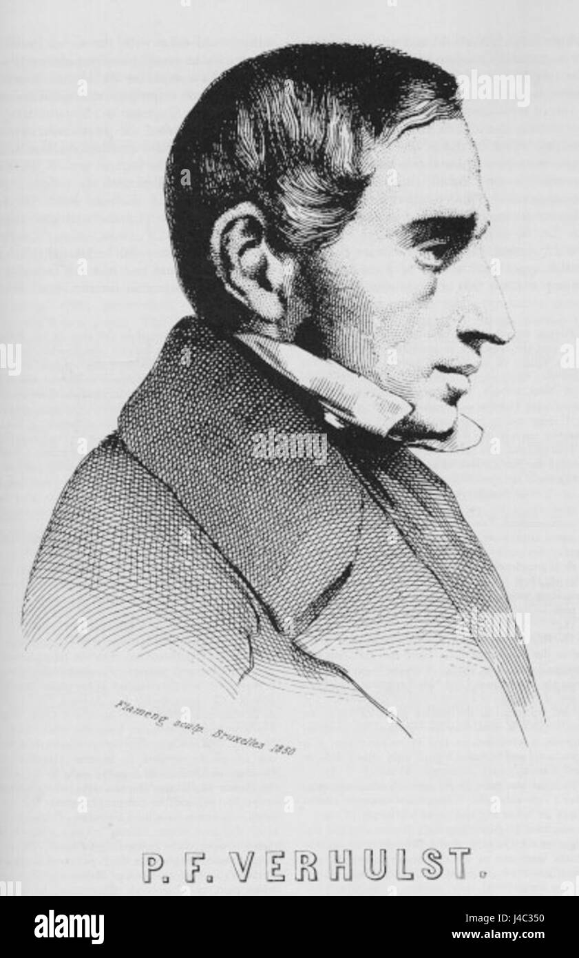 Pierre Francois Verhulst war ein belgischer Mathematiker, der für seine Arbeit in der Populationsdynamik und dem logistischen Wachstumsmodell bekannt war. Stockfoto