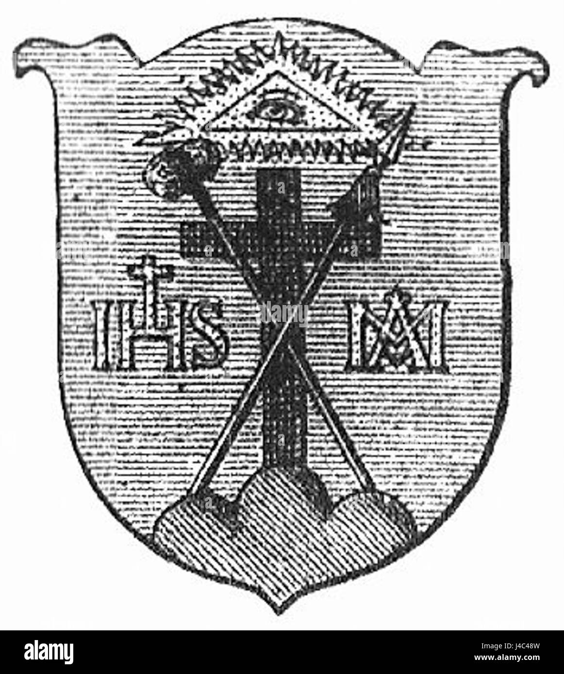 Der Redemptoristenwappen bezieht sich auf das Wappen der Kongregation des Allerheiligsten (Redemptoristen), einer römisch-katholischen Ordensgemeinschaft. Das Wappen symbolisiert die Mission und den spirituellen Fokus des Ordens und betont die Hingabe an Christus den Erlöser und seine karitativen Werke. Es ist ein wichtiges Symbol in der katholischen Ikonographie und repräsentiert die globale Mission von Redemptorists’. Stockfoto Der Redemptoristenwappen bezieht sich auf das Wappen der Kongregation des Allerheiligsten (Redemptoristen), einer römisch-katholischen Ordensgemeinschaft. Das Wappen symbolisiert die Mission und den spirituellen Fokus des Ordens und betont die Hingabe an Christus den Erlöser und seine karitativen Werke. Es ist ein wichtiges Symbol in der katholischen Ikonographie und repräsentiert die globale Mission von Redemptorists’. Stockfoto