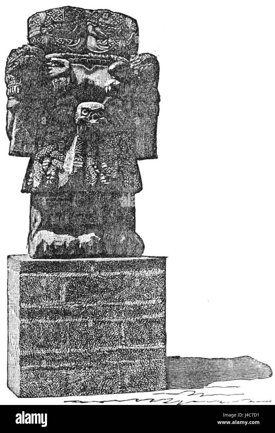 Teoyoamiqui ist eine aztekische Göttin, die mit dem Tod und der Unterwelt verbunden ist. Sie repräsentiert die kulturellen und religiösen Überzeugungen der aztekischen Zivilisation und betont ihre Ansichten über Tod und Jenseits. Dieses Bild stellt sie wahrscheinlich als Teil des aztekischen pantheons dar. Stockfoto