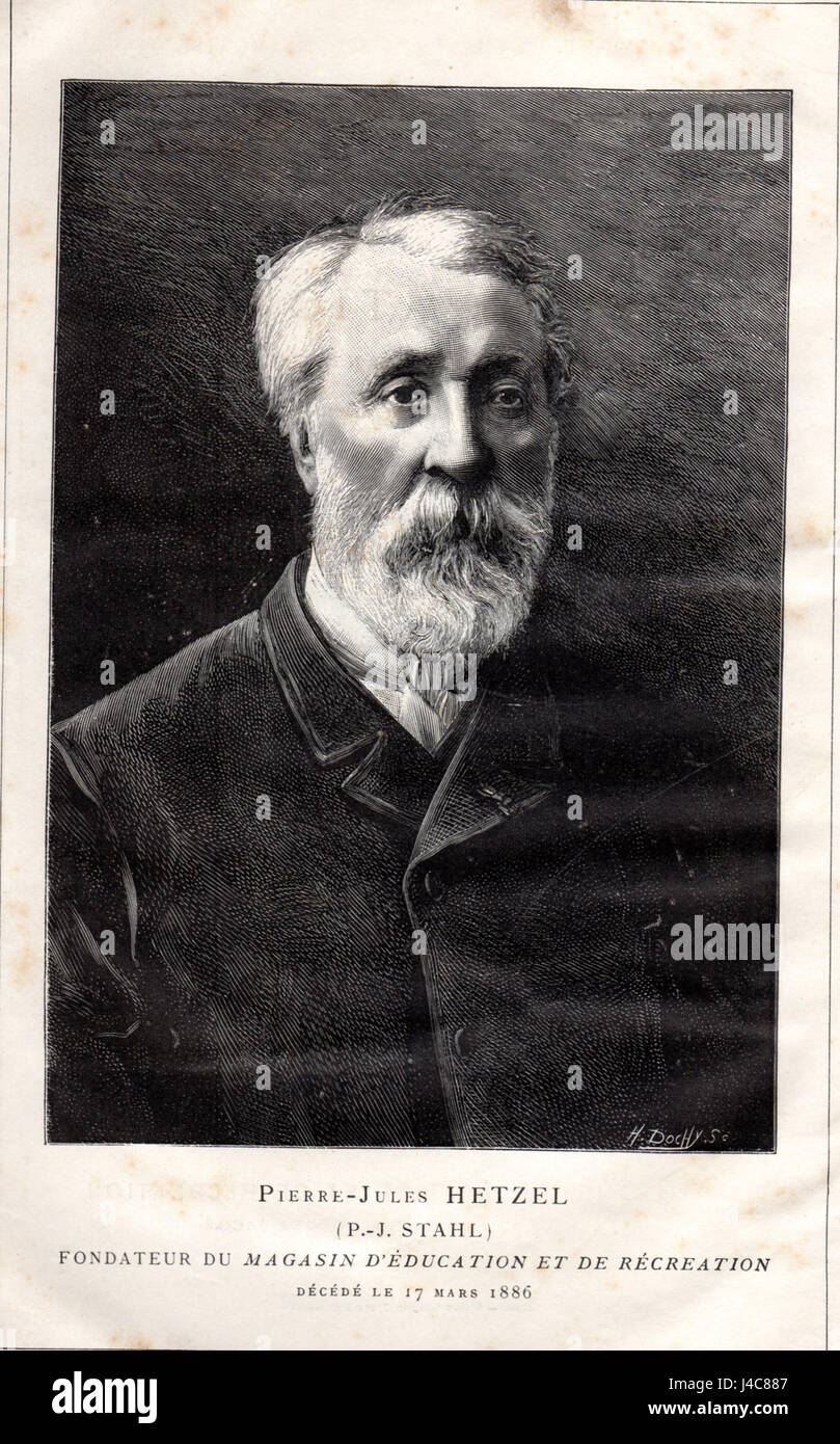 Ein Porträt von Pierre-Jules Hetzel (1814â€“1886), einem prominenten französischen Herausgeber und Verleger, der für seine aufwendig illustrierten Ausgaben von Jules Vernes Romanen und seine Beiträge zur französischen Literatur des 19. Jahrhunderts bekannt ist. Stockfoto