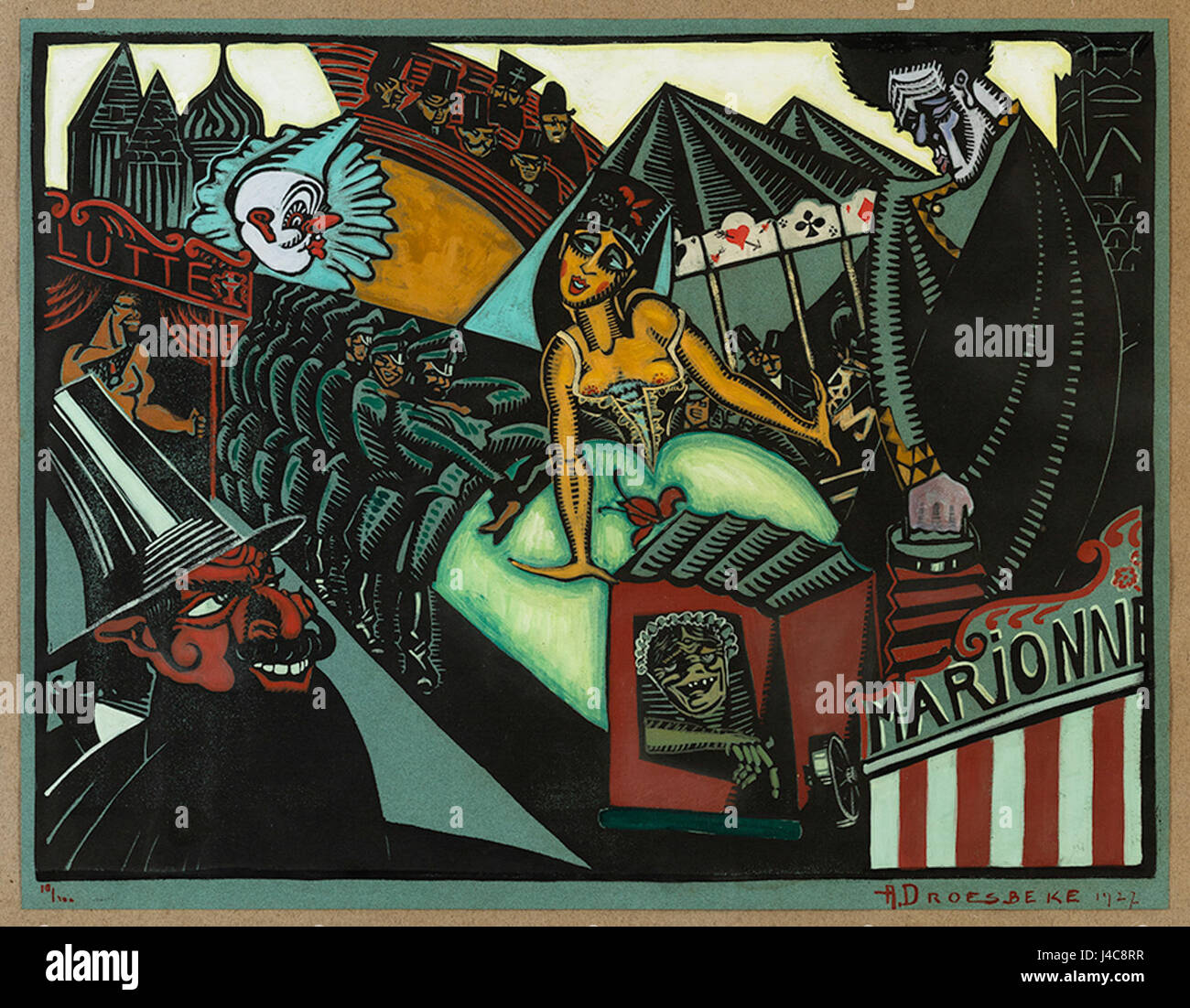 Petrouchka Droesbeke bezieht sich auf eine Interpretation des berühmten Balletts „Petrouchka“. Dieses Werk beschäftigt sich mit den Themen Liebe, Eifersucht und Tragödie vor dem Hintergrund russischer Festivals. Stockfoto