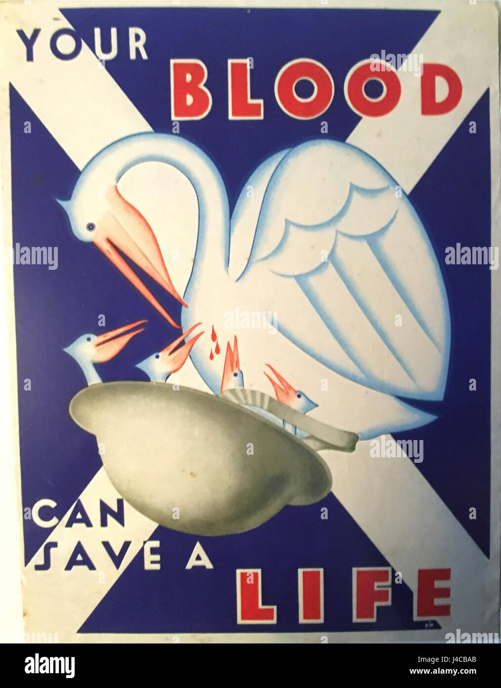 Dieses Poster fördert die Scottish National Blood Transfusion Association, eine Organisation, die für Blutspenden und Transfusionsdienste in Schottland verantwortlich ist, und hebt ihre Rolle im Gesundheitswesen hervor. Stockfoto