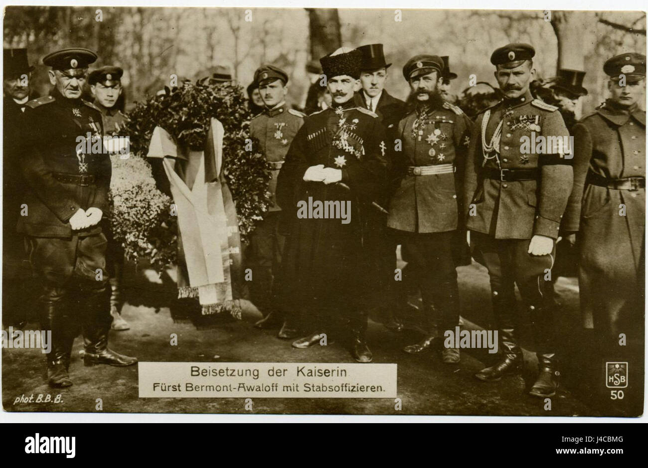 Pavel Bermondt russischen bei Trauerfeier von Augusta Victoria von Schleswig-Holstein Stockfoto