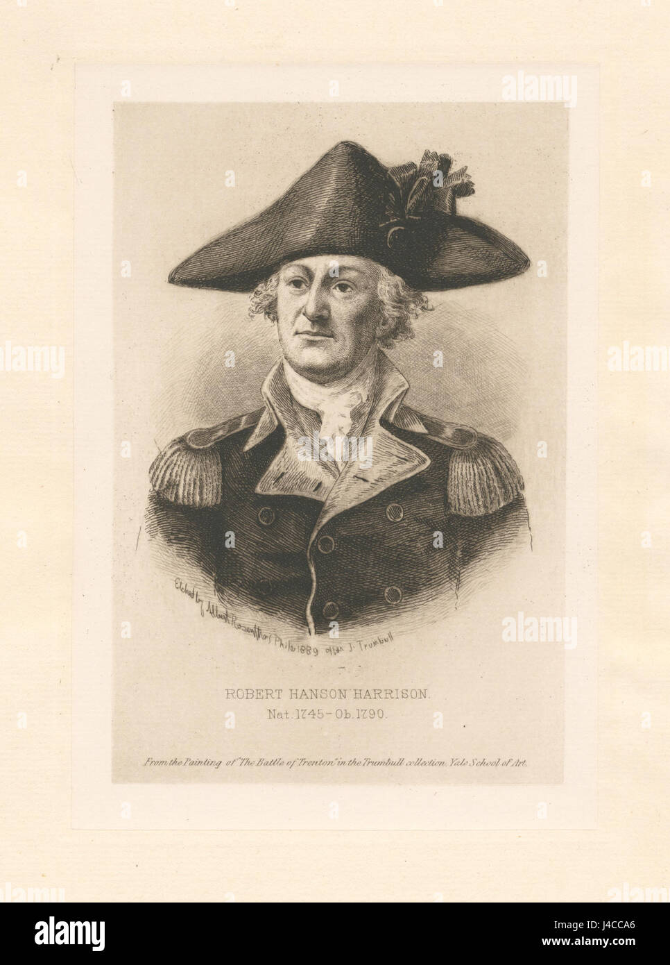 Robert Hanson Harrison war ein einflussreicher amerikanischer Anwalt und Politiker, bekannt für seine Dienste als Sekretär von George Washington während der Amerikanischen Revolution und seine Rolle bei der Gründung der Vereinigten Staaten. Stockfoto