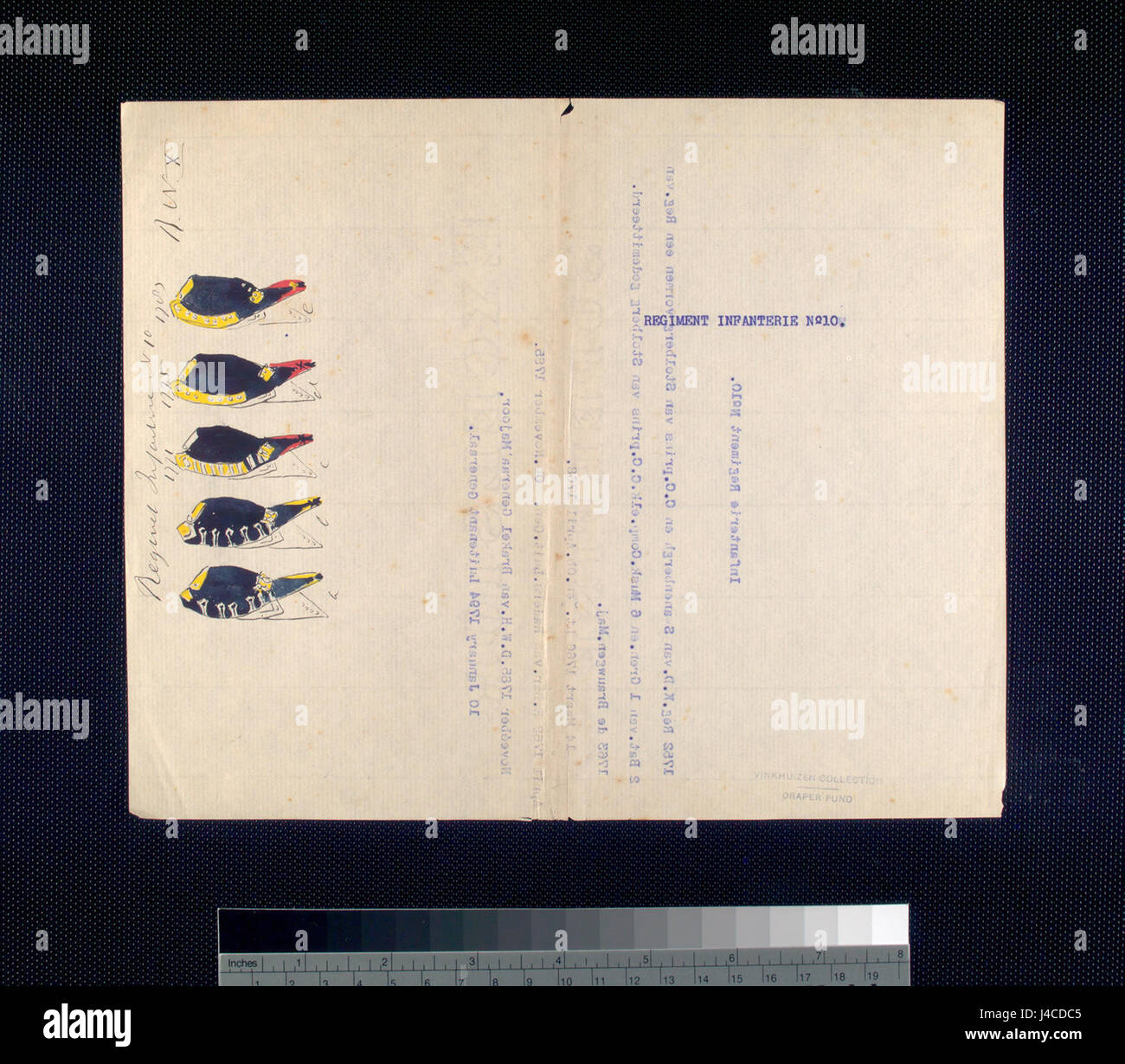 Das Regiment Infanterie N.10 war eine militärische Einheit in der Armee, die in historischen Aufzeichnungen identifiziert wurde. Dieses Regiment, bezeichnet als R.N.X, nahm an verschiedenen militärischen Aktionen Teil und ist Teil der historischen Militärdokumentation, die Einblicke in Armeestrukturen und Operationen bietet. Stockfoto