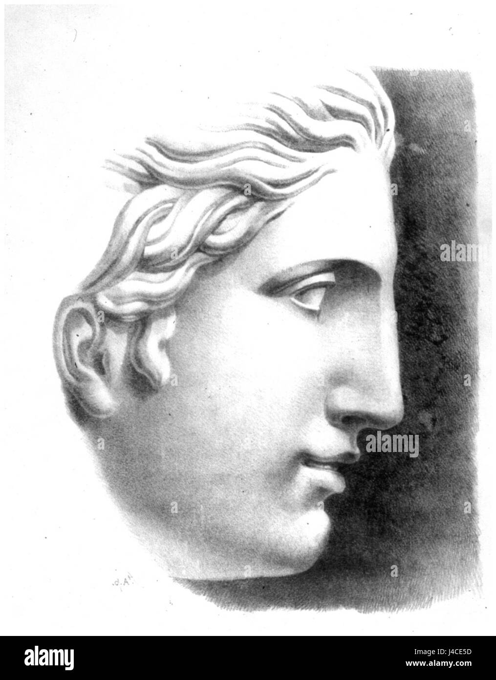 Dies bezieht sich auf ein Profilporträt mit dem Titel „Poterlet Visage Profil BM116“, wahrscheinlich Teil einer historischen Kunstsammlung. Es zeigt eine Profilansicht eines Motivs und betont den künstlerischen und kulturellen Kontext des Porträts. Stockfoto