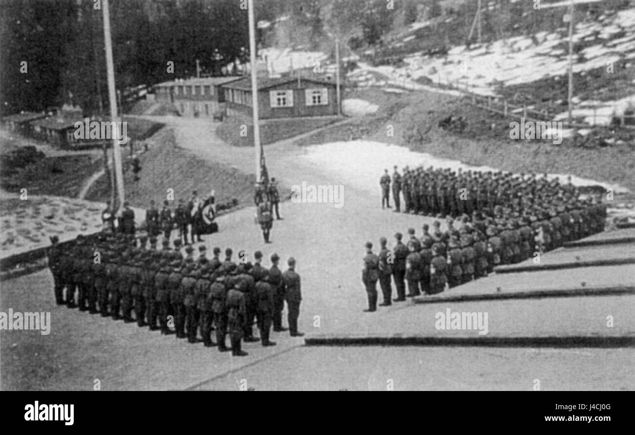 Das Rad Lager St. Oswald Apellplatz war ein Arbeitslager, das im Rahmen des Reichsarbeitsdienstes in Deutschland gegründet wurde. Es befand sich am Apellplatz und diente in den 1930er Jahren als militärisches Ausbildungs- und Arbeitslager Stockfoto