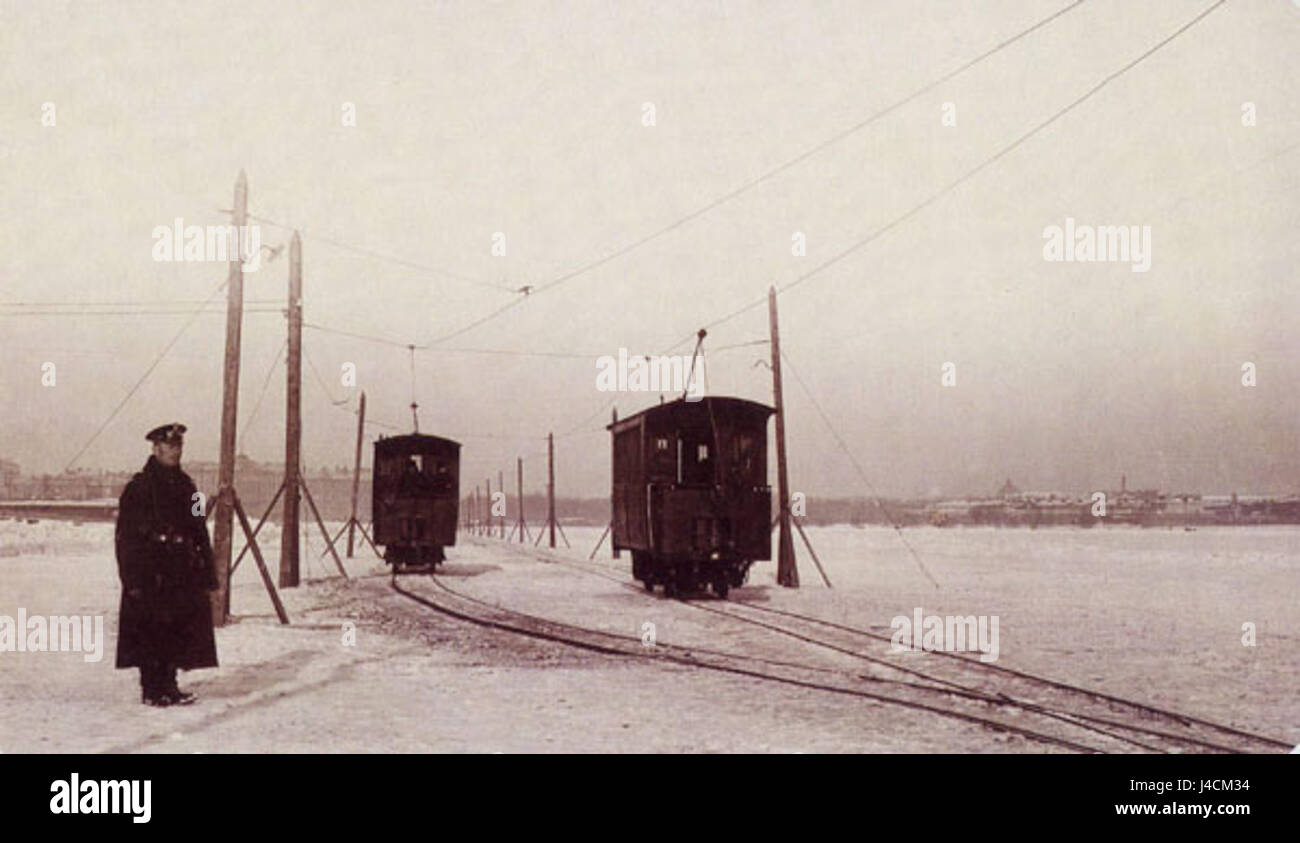 Piter Eis Straßenbahn Stockfoto