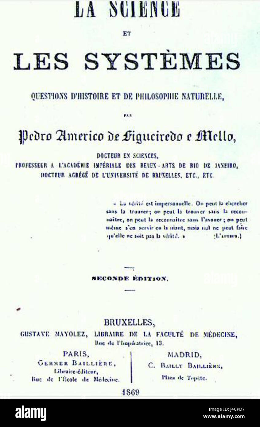 PEDRO AMERICO Tese Capa 1869 Stockfoto