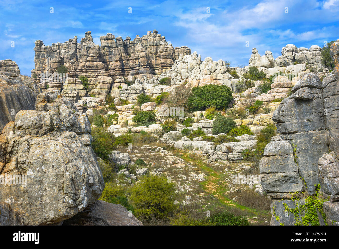 Bergkette der Natur behalten El Torcal de Antequera, Provinz Málaga, Andalusien, Spanien Stockfoto