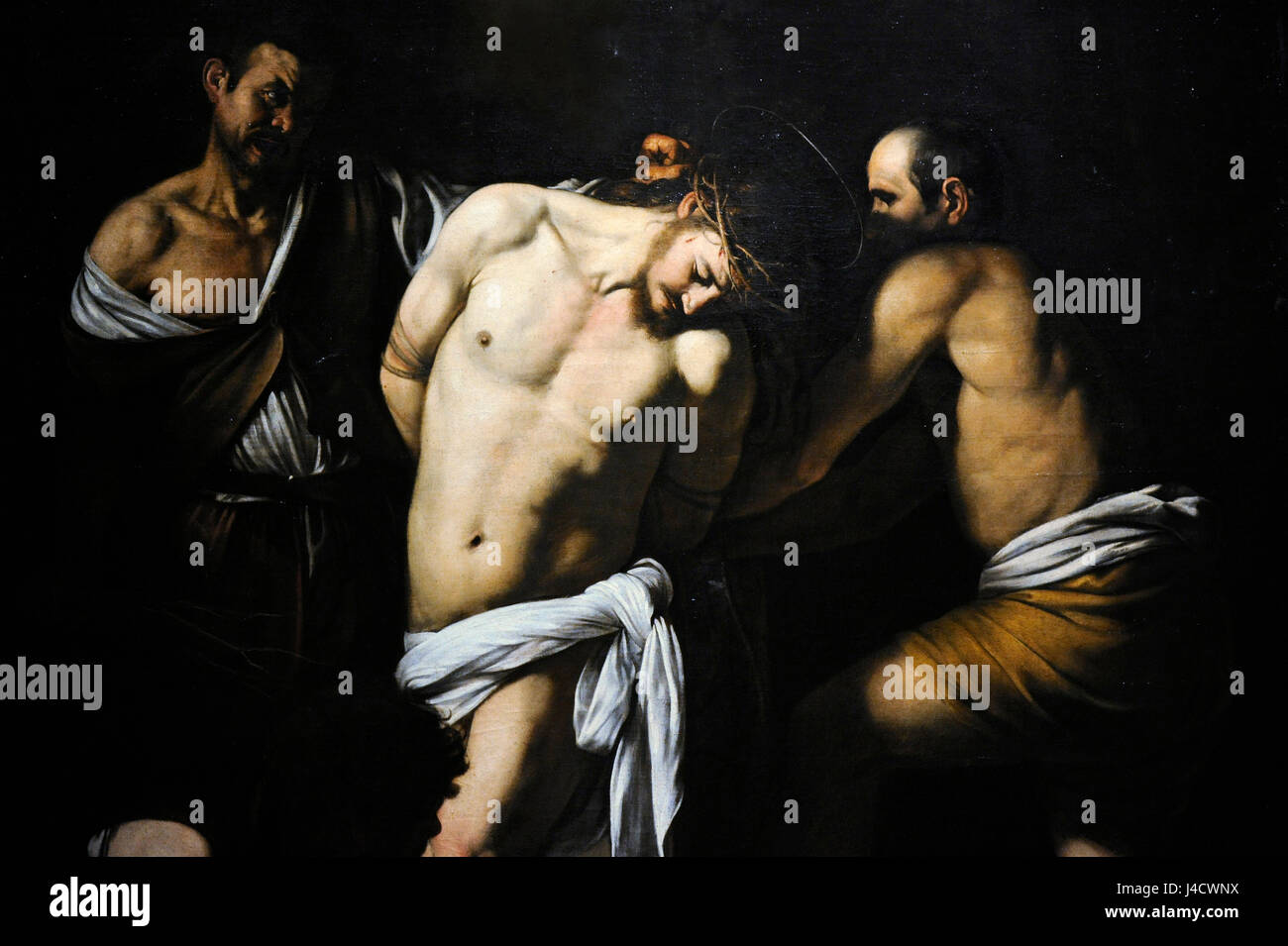 Caravaggio (1571-1610). Italienischer Maler. Barocke. Geißelung, 1607-1608. Detail. Nationales Museum von Capodimonte. Neapel. Italien. Stockfoto