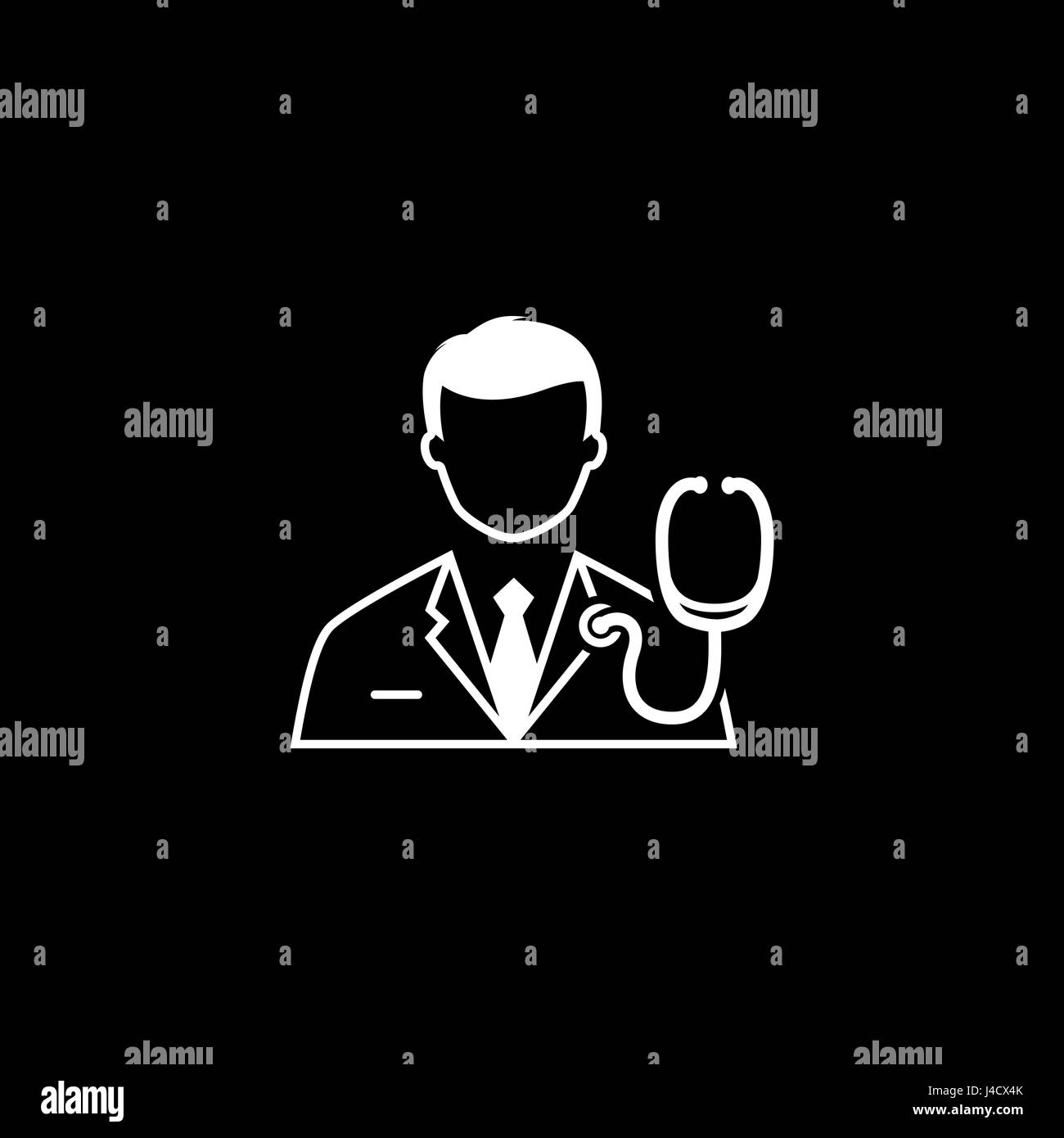 Arzt und medizinische Leistungen-Symbol. Flaches Design. Stock Vektor