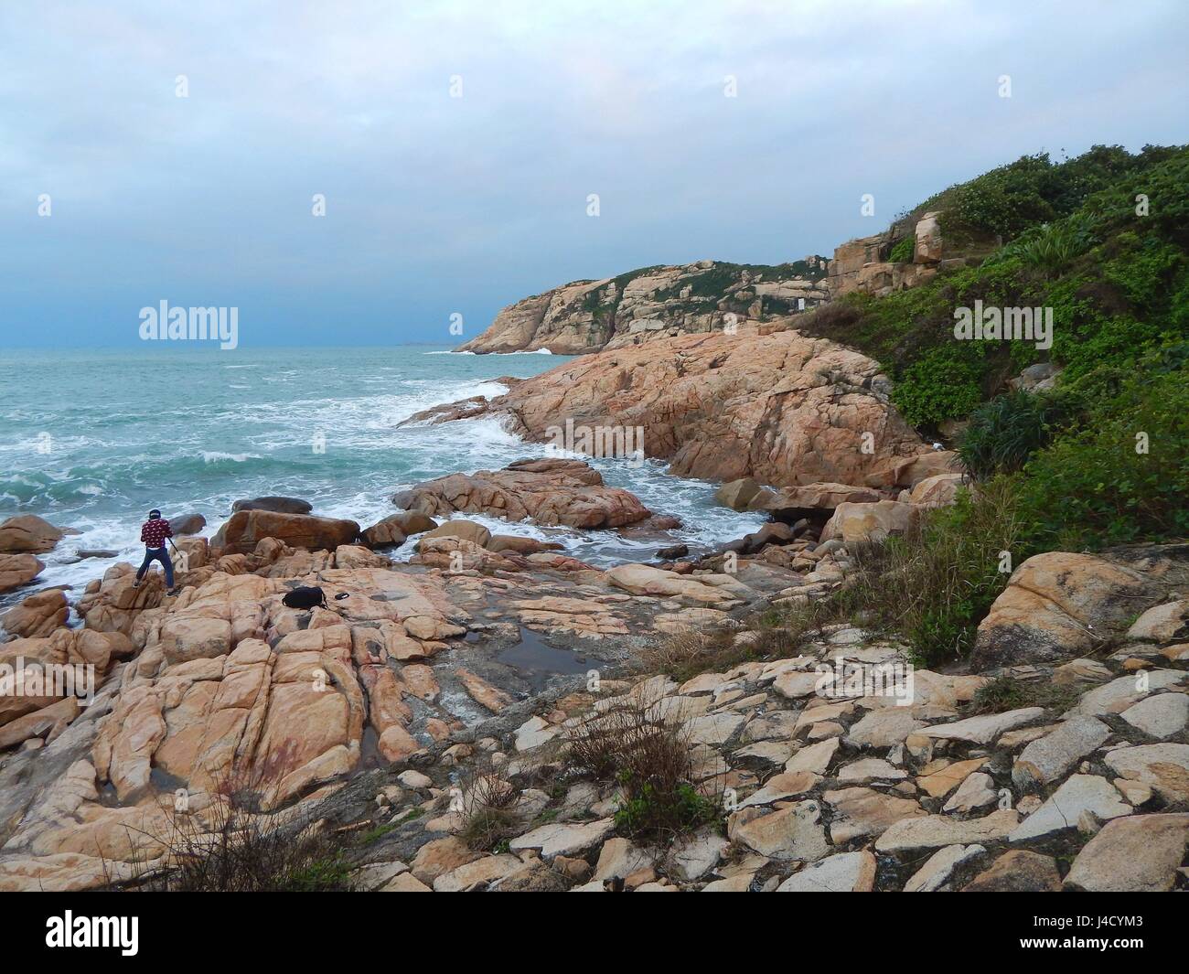 Panoramablick auf Shek O Beach auf Hong Kong Island - wandern-Paradies - Shek O ist ein am Strand Dorf auf der Südseite von Hong Kong Island. | weltweite Nutzung Stockfoto