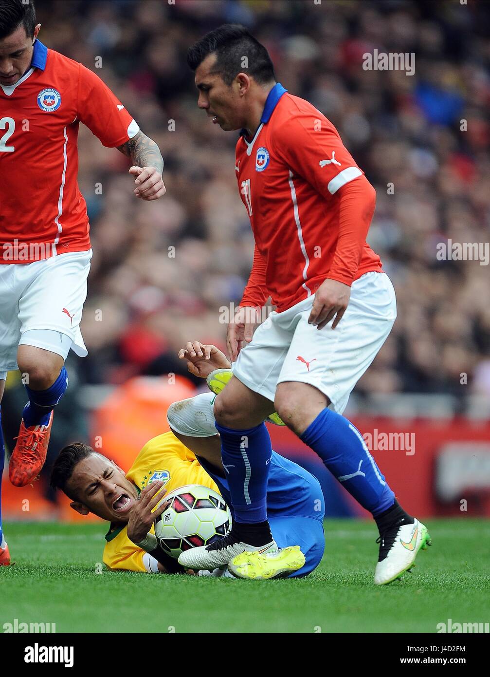 NEYMAR von Brasilien ist 29. März 2015 auf Brasilien V CHILE EMIRATES Stadion LONDON ENGLAND gestempelt. Stockfoto