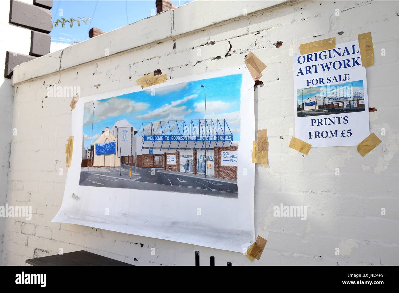 EVERTON FOOTBALL CLUB Kunst arbeiten EVERTON V WATFORD GOODISON PARK EVERTON ENGLAND 8. August 2015 Stockfoto