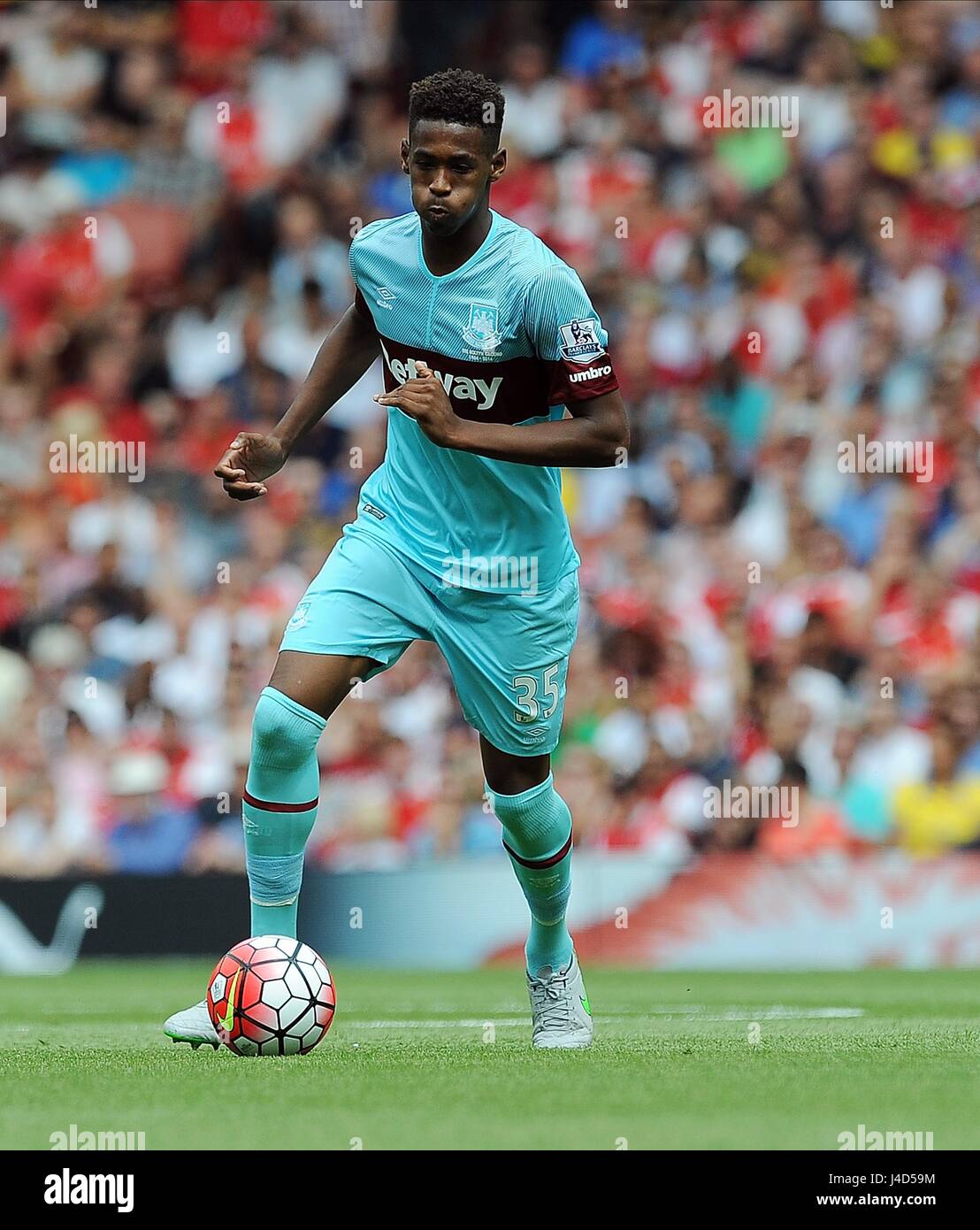 REECE OXFORD von WEST Ham United vereinen ARSENAL V WEST HAM UNITED EMIRATES Stadion LONDON ENGLAND 9. August 2015 Stockfoto