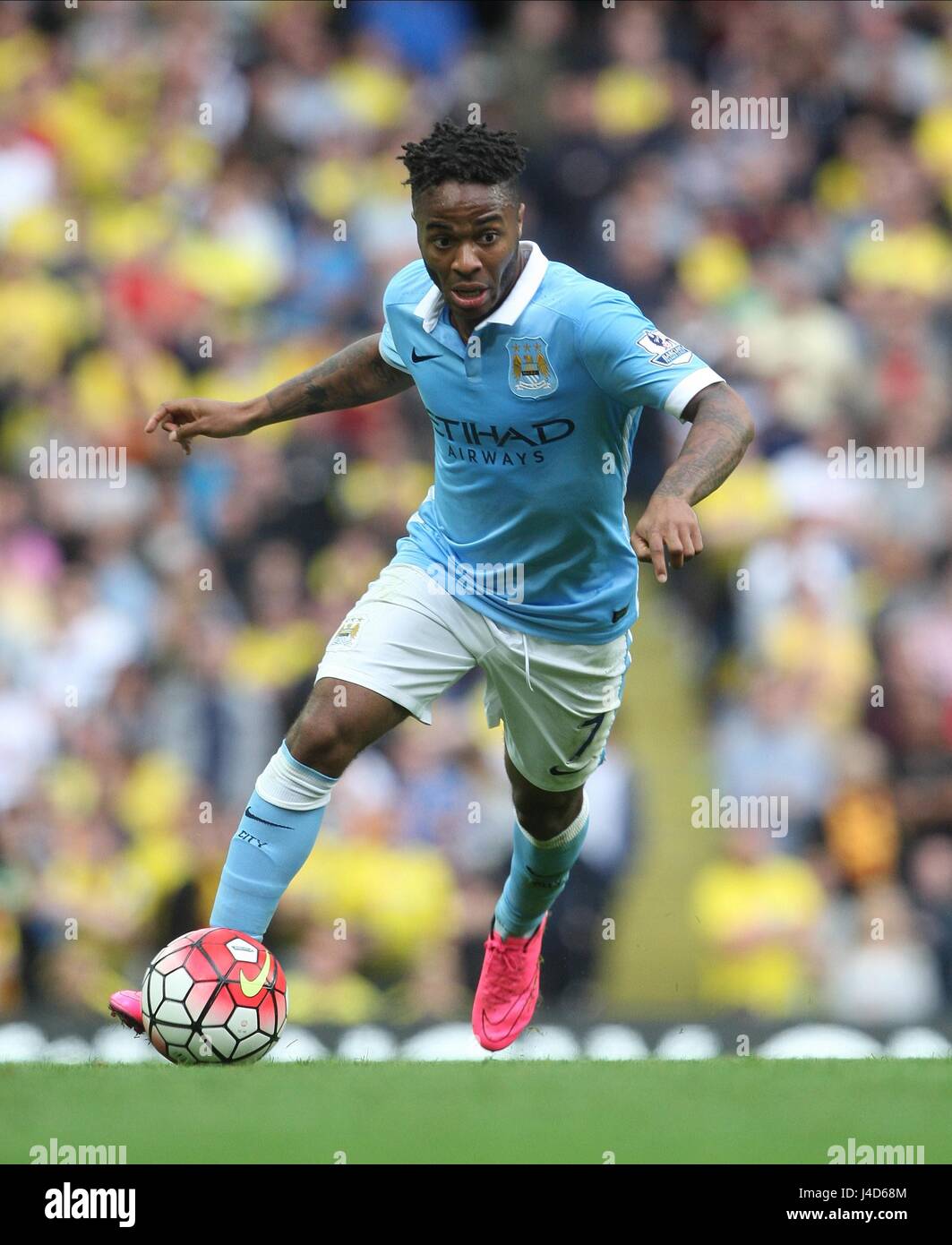 RAHEEM STERLING MANCHESTER CITY FC ETIHAD STADIUM MANCHESTER ENGLAND 29. August 2015 Stockfoto