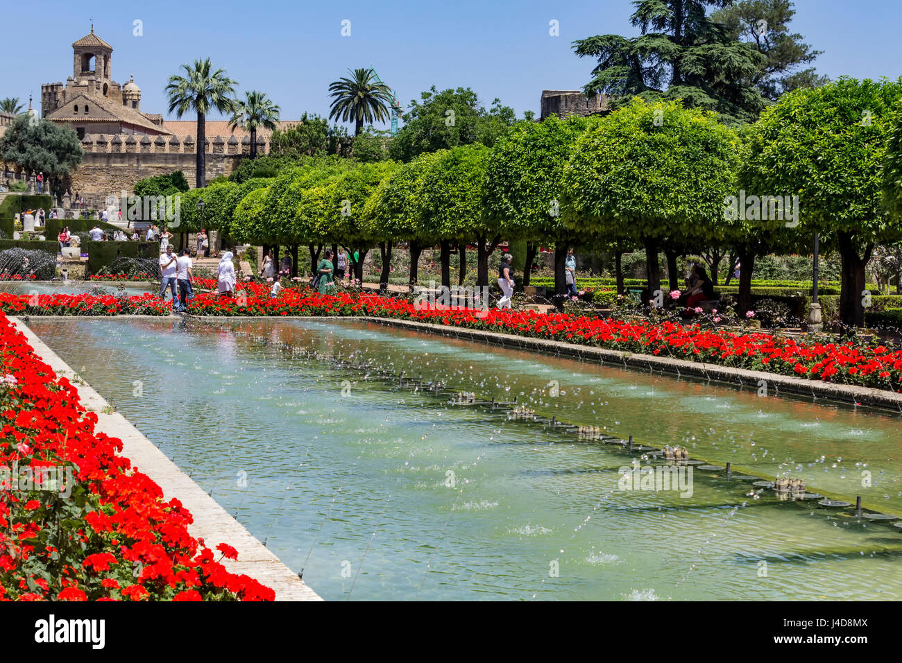 Brunnen und Gärten, Alcazar de Los Reyes Cristianos (Palast der christlichen Monarchen), Cordoba, Spanien Stockfoto