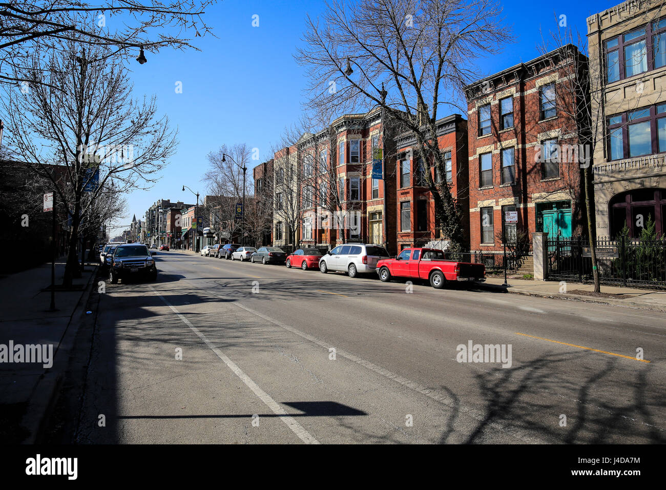 W Webster Ave, Lincoln Park, Chicago, Illinois, USA, Nordamerika, W Webster Ave, Lincoln Park, Chicago, Illinois, USA, Nordamerika Stockfoto
