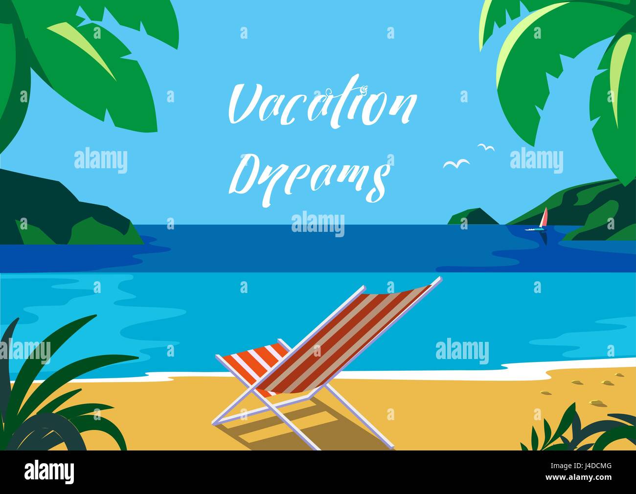 Sommerlandschaft am Meer Stock Vektor