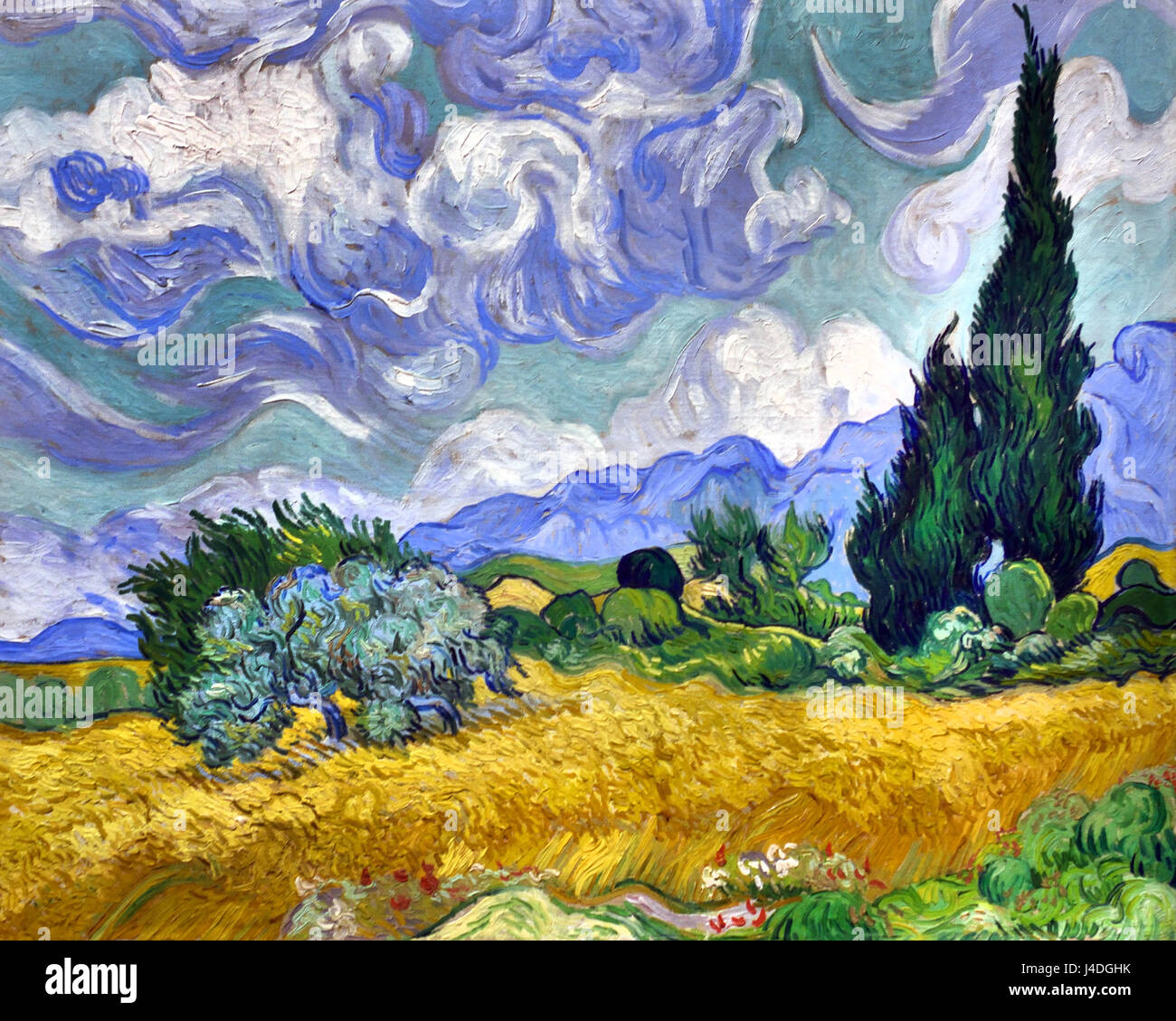 Ein Weizenfeld mit Zypressen 1889 Vincent van Gogh 1853-1890 Niederlande Niederlande Stockfoto