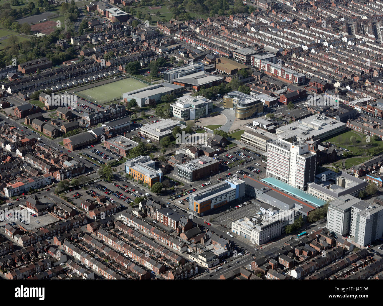 Luftaufnahme der Universität Teesside, Middlesbrough, UK Stockfoto