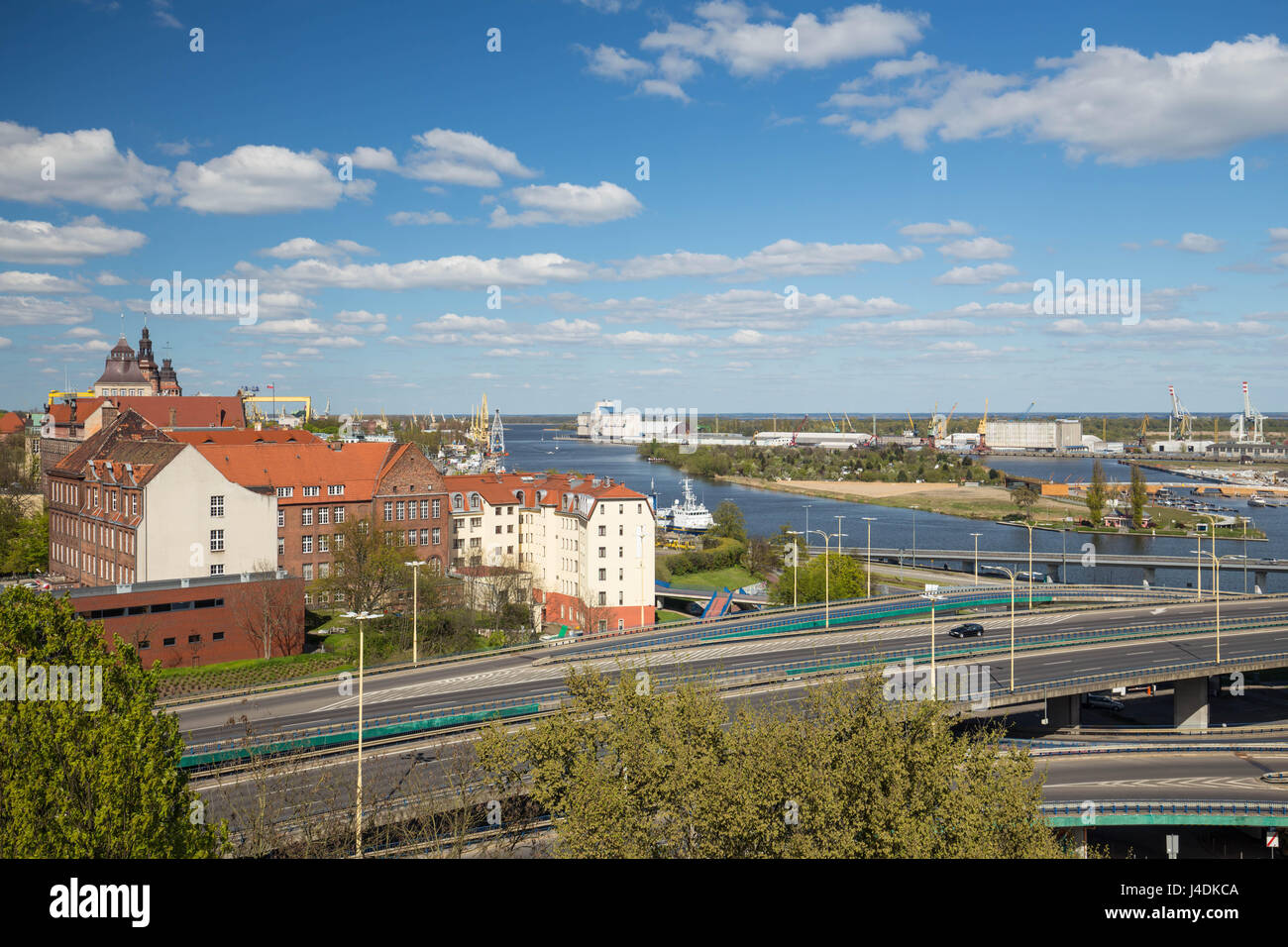 Szczecin / Panorama des historischen Teils der Stadt Stockfoto