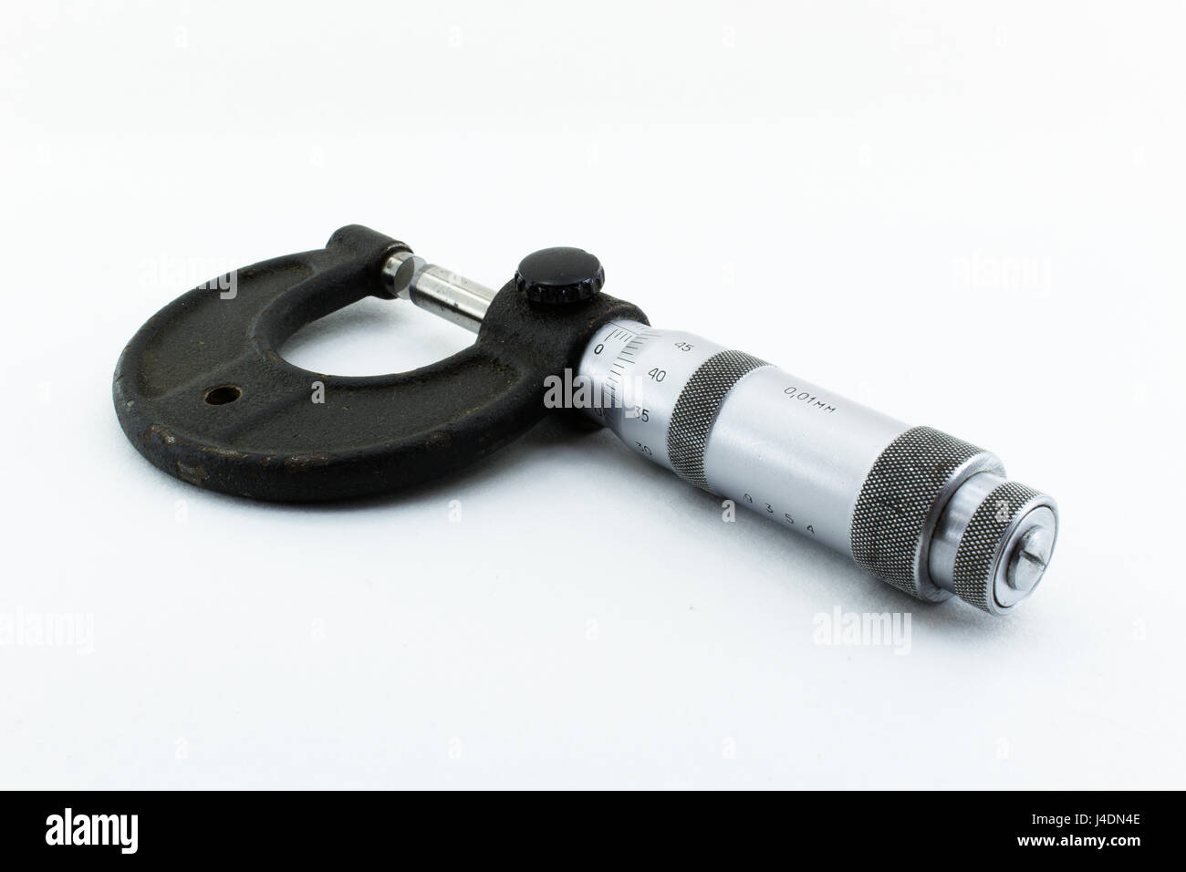 Mikrometer isoliert auf weißem Hintergrund Stockfoto