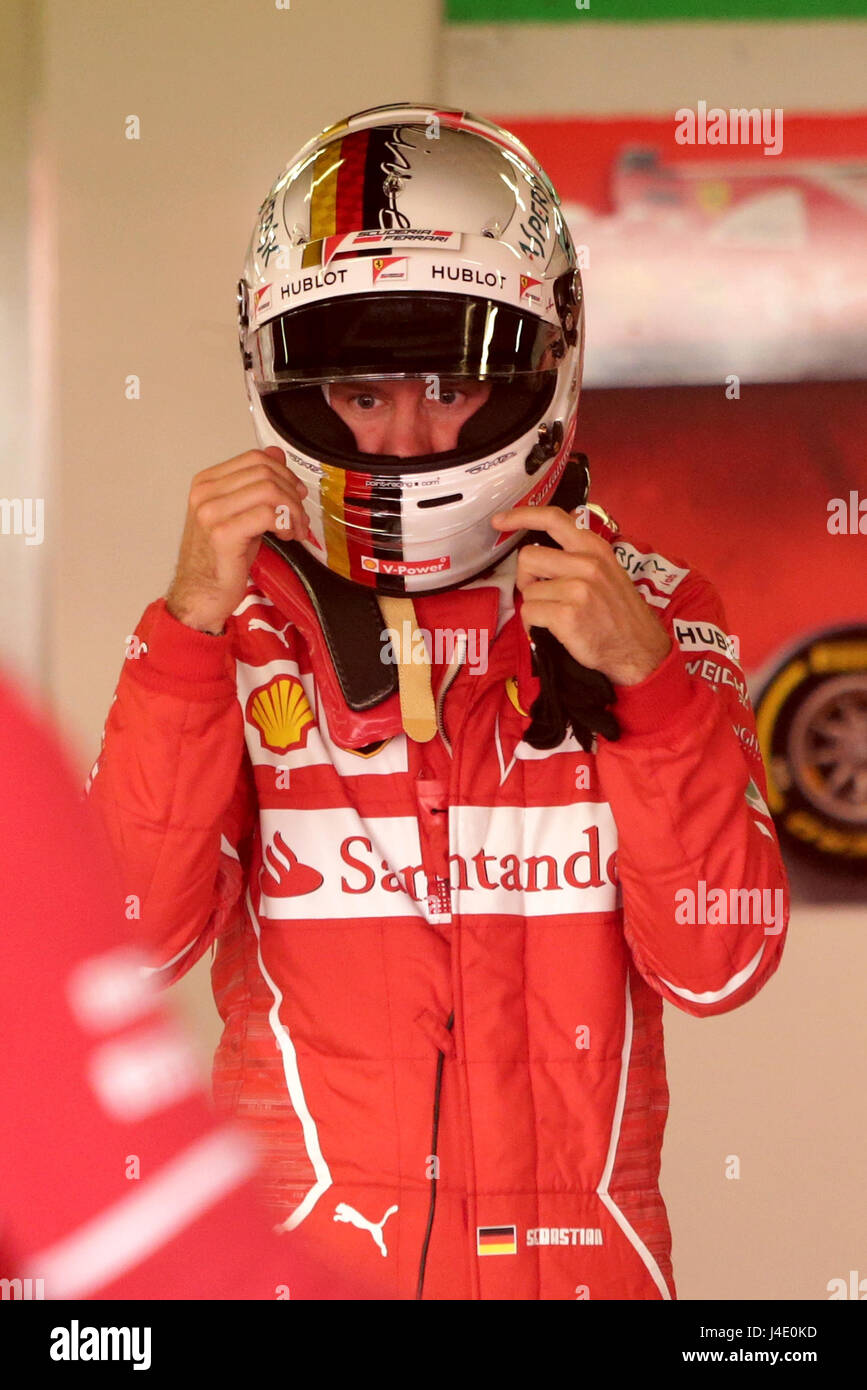 11.05.2017, Circuit de Catalunya, Barcelona, Formel1 GRAN PREMIO DE ESPAÑA PIRELLI 2017, Im Bild Sebastian Vettel (GER #5), Scuderia Ferrari in der Ferraribox Foto: Cronos/Hasan Bratic Stockfoto