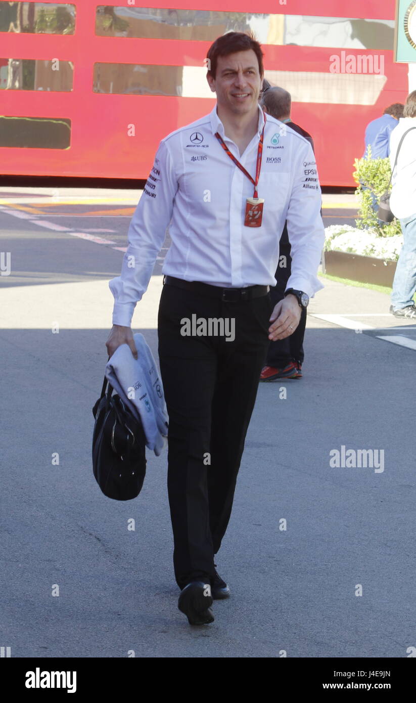 Toto Wolff im Paddock während des ersten Trainings für die spanischen Formel Eins Grand Prix auf der Rennstrecke von Barcelona-Catalunya in Barcelona, Spanien, Freitag, 12. Mai 2017. Stockfoto