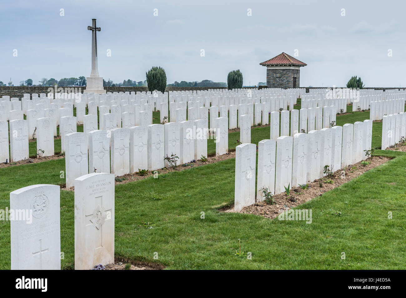 Der britischen Soldatenfriedhof von Vaulx Hügel an der Somme Schlachtfeld von Nordfrankreich Stockfoto