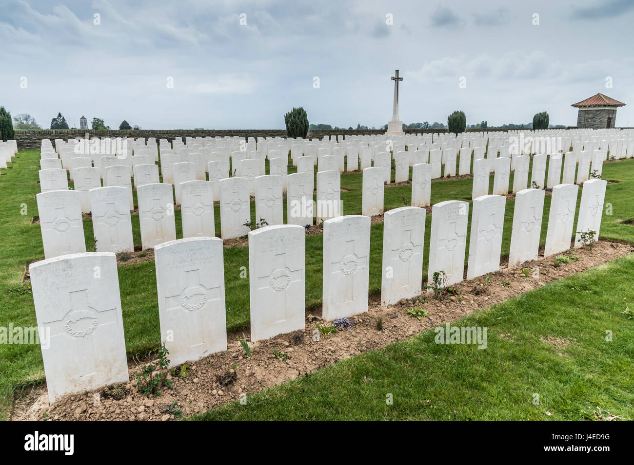 Der britischen Soldatenfriedhof von Vaulx Hügel an der Somme Schlachtfeld von Nordfrankreich Stockfoto