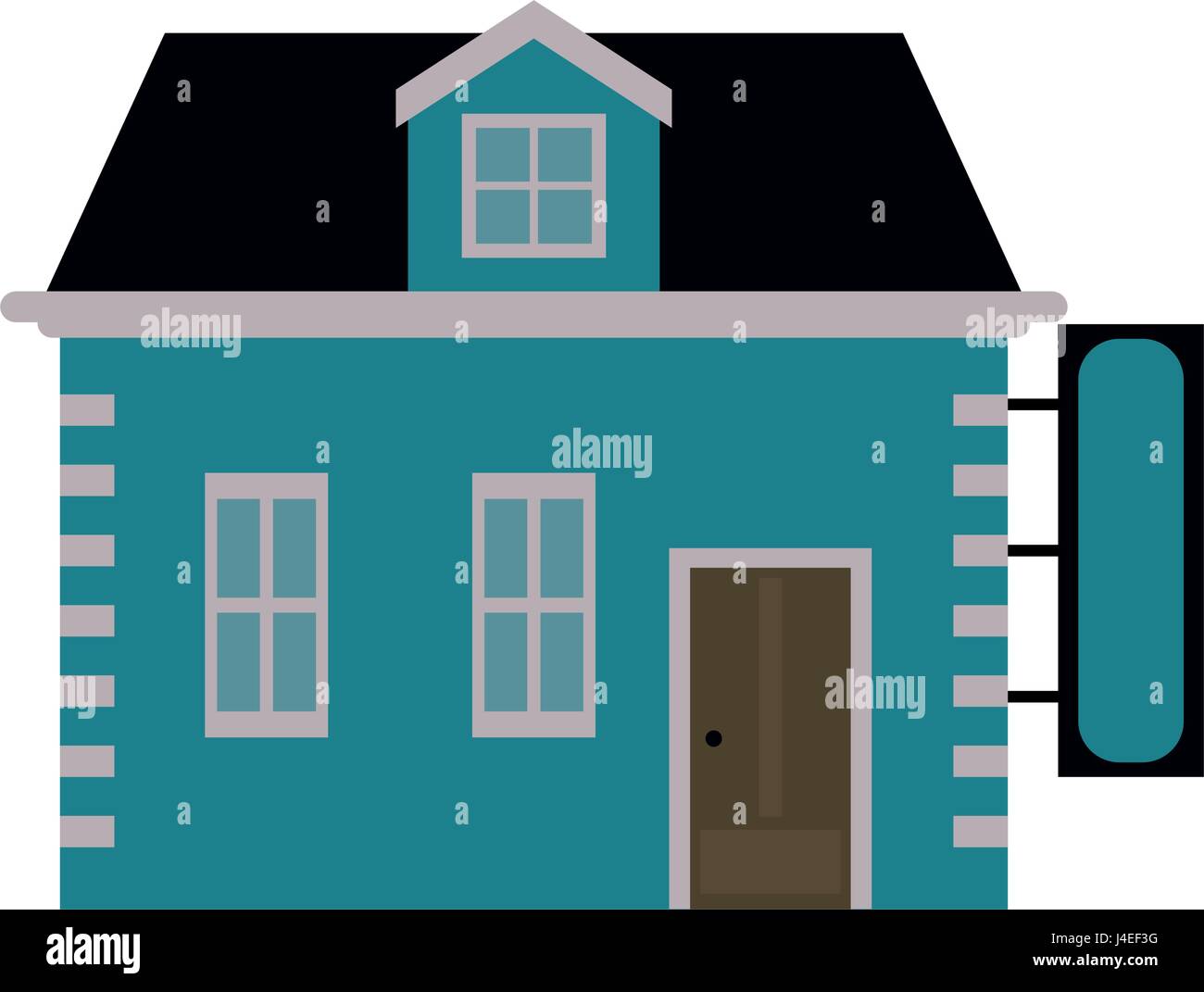 Haus-Geschäft mit leere Zeichen Symbolbild Stock Vektor