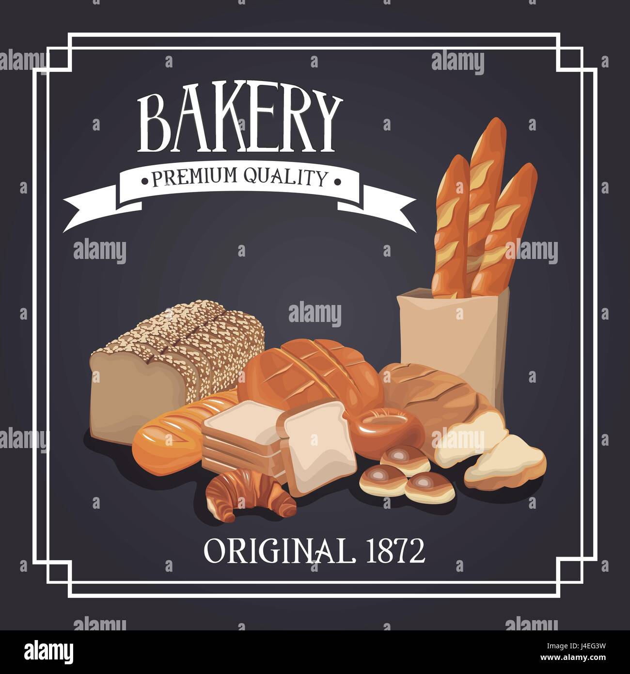 Bäckerei Premium Qualität Shop Design-Elemente, Roggen und Weizen Brot, dekorative Getreide Band banner Stock Vektor