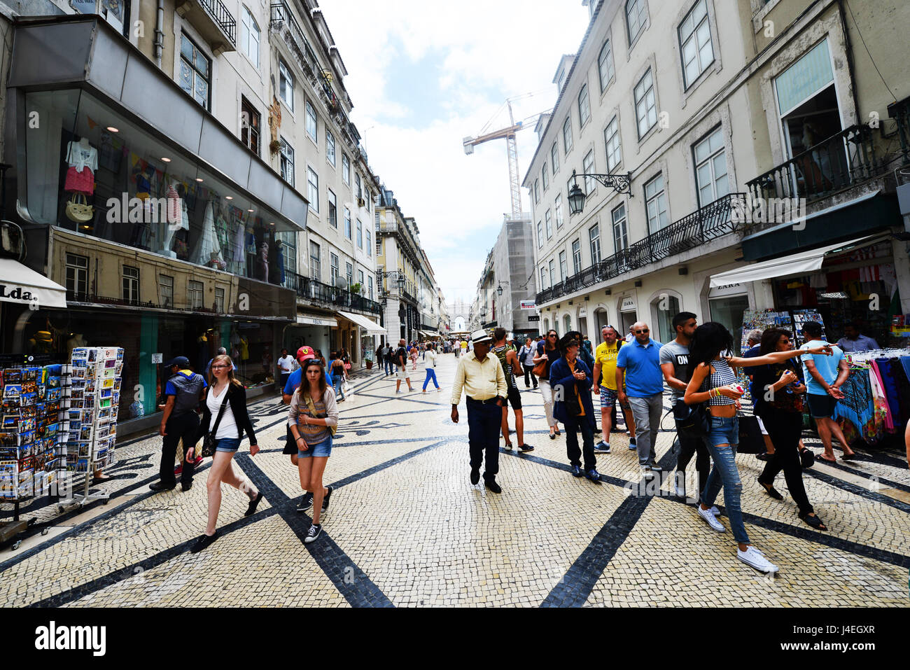 Rua Augusta Street im Zentrum von Lissabon. Stockfoto