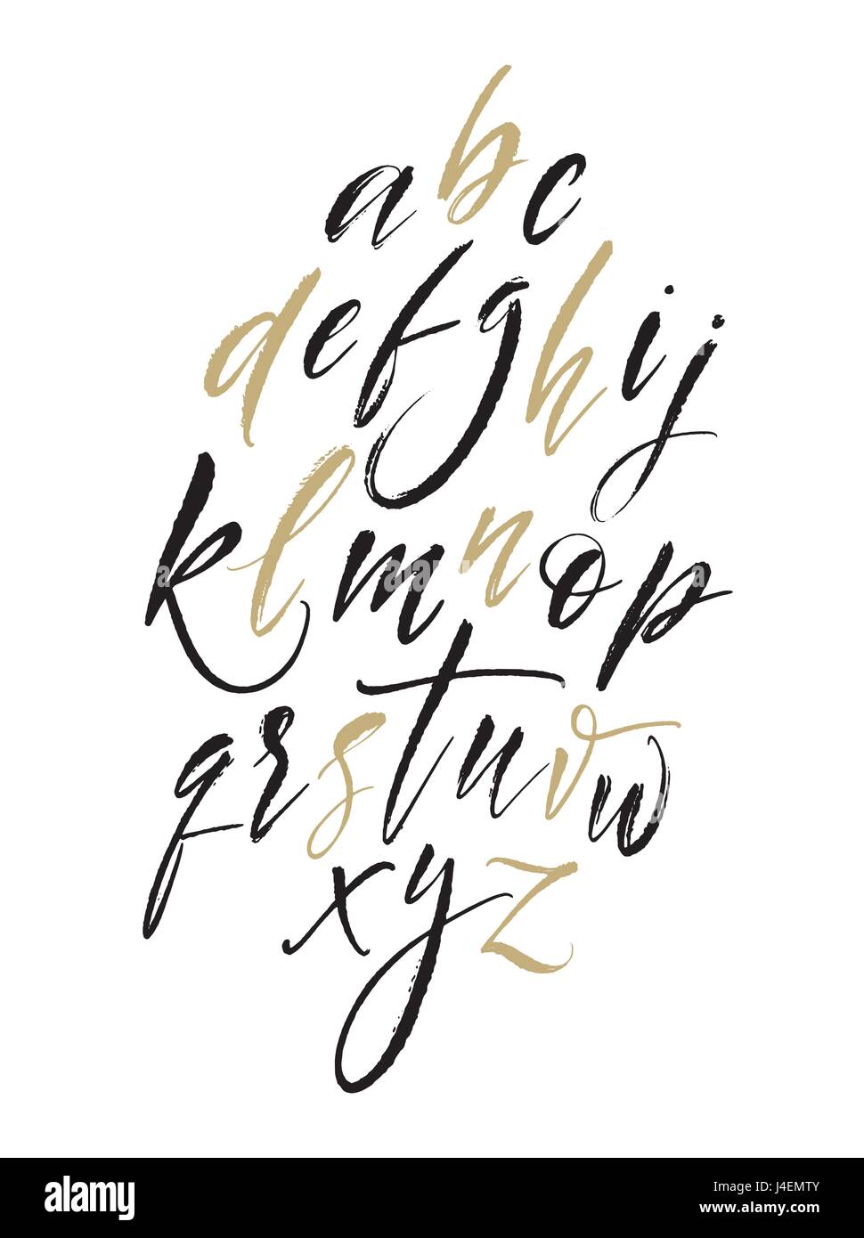 Pinsel-Briefe. Handschriftlichen Skript Alphabet. Hand-Schriftzug und benutzerdefinierte Typografie für Design. Vektor-Illustrationen Stock Vektor