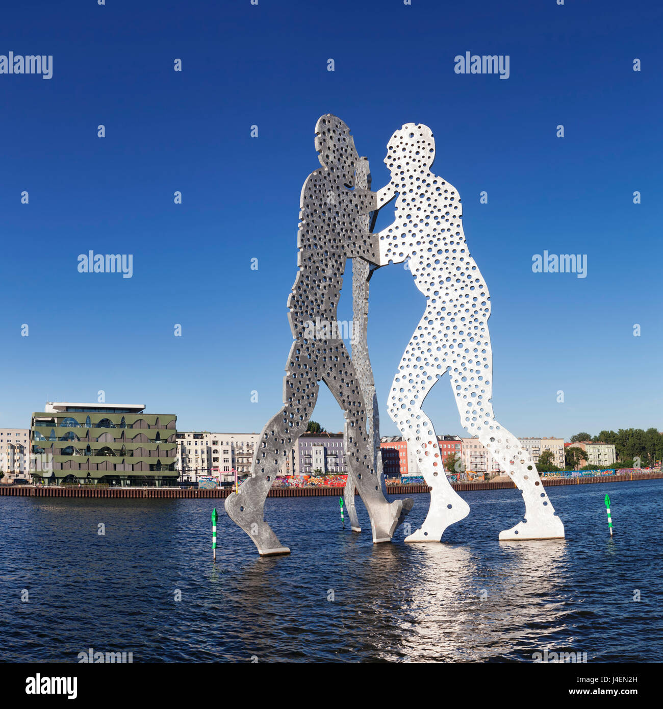 Molecule Man von Jonathan Borofsky, Spree entlang, Treptow, Berlin, Deutschland, Europa Stockfoto