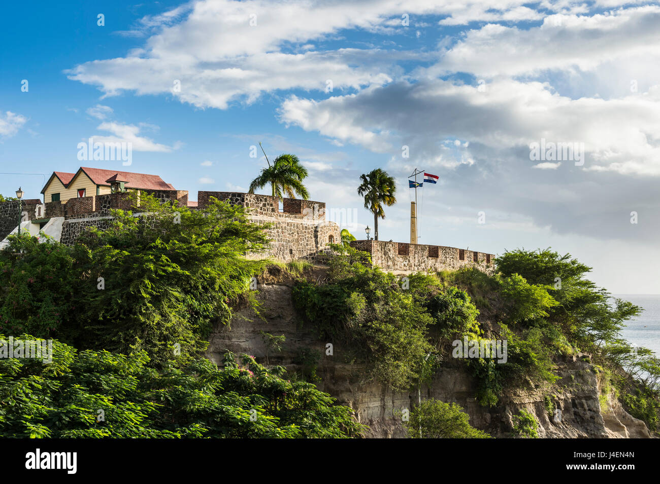 Fort Oranje, Oranjestad, Hauptstadt von St. Eustatius, Statia, Niederländische Antillen, West Indies, Karibik, Mittelamerika Stockfoto