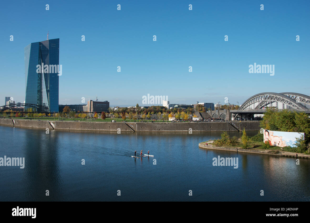 Neue Architektur im Bezirk Frankfurt Ostend einschließlich der EZB Gebäude, Frankfurt am Main, Hessen, Deutschland, Europa Stockfoto