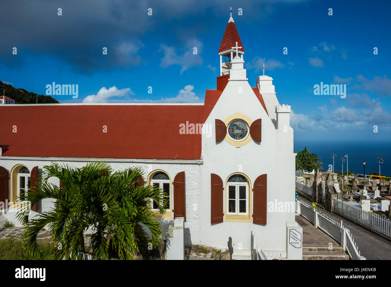 Traditionelle Häuser in Windwardside, Saba, Niederländische Antillen, West Indies, Karibik, Mittelamerika Stockfoto