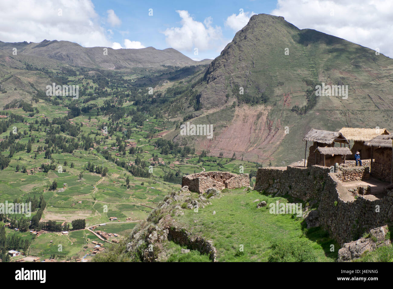 Ruinen der Inka archäologischen Stätte von Pisac in der Nähe von Cusco, Peru, Südamerika Stockfoto